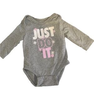 Nike Girl Onesie Sz 3 months Gray Pink Swoosh